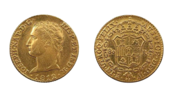 Moneda de 80 reales de oro acuñada en 1812