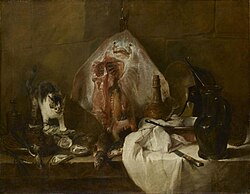 Bodegón con gato y raya de 1728