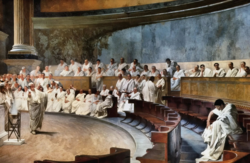 Cicerón aborda la conjuración de Catilina en el Senado romano.