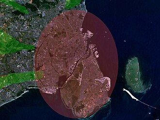 Imagen aérea del área metropolitana de Copenhague según el Plan de los Dedos
