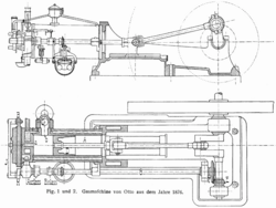 Ilustración técnica de una máquina de gas de la época