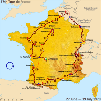 Detalles y perfil general del Tour de Francia 1970