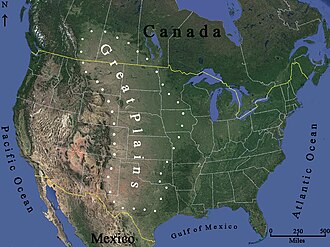 Mapa de las Grandes Llanuras en Norteamérica