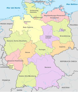 Mapa de los estados federados de Alemania