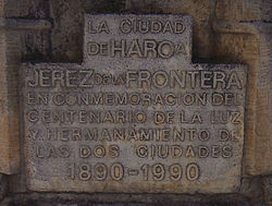 Placa conmemorativa del alumbrado eléctrico