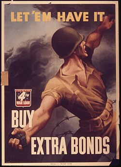 Anuncio publicitario de bonos de guerra diseñado por Bernard Perlin en 1943