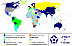 Mapa de situación de la Sociedad de Naciones