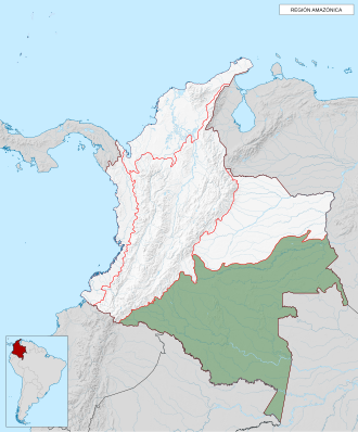 Mapa de ubicación de la región en Colombia