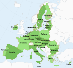 Mapa seleccionable de los Estados miembros de la Unión Europea