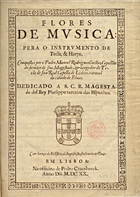 Portada histórica de la obra Flores de música publicada por Pedro Craesbeeck en Lisboa en 1620