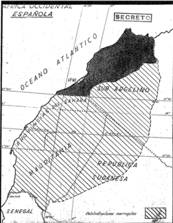 Copia en castellano del mapa del Gran Marruecos remitida por la embajada de España en Rabat en 1960