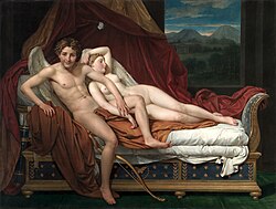 Óleo Cupido y Psique de Jacques Louis David de 1817