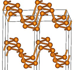 Estructura cristalina tridimensional característica del fósforo negro.