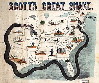 Caricatura satírica del Plan Anaconda de 1861