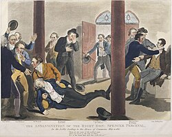 Ilustración histórica del asesinato de Spencer Perceval