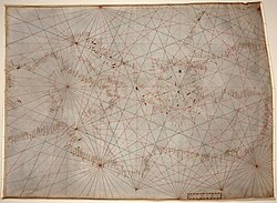 Carta náutica del mar Mediterráneo del siglo XIV
