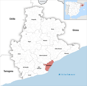 Mapa de la comarca del Barcelonés