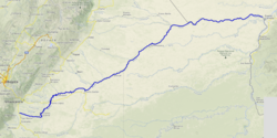 Mapa del curso del río Meta