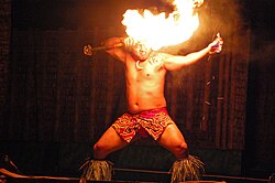 Representación con bastón de fuego en Samoa