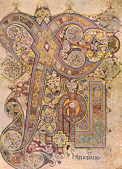 Ilustración ornamental medieval de un manuscrito