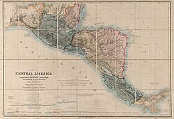 Grabado histórico de América Central elaborado por John Baily