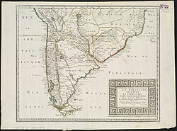 Mapa de Nicolas Sanson de 1656 que muestra la Patagonia como Terre Magellanicque.