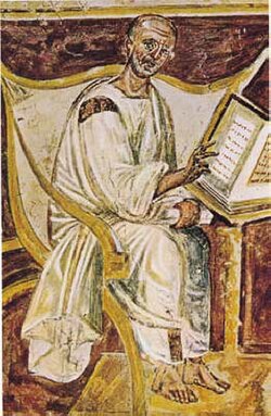 Ilustración antigua del siglo VI que representa a San Agustín.