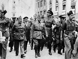 El general Cavalcanti en Burgos en agosto de 1936 junto a los generales Franco y Mola.