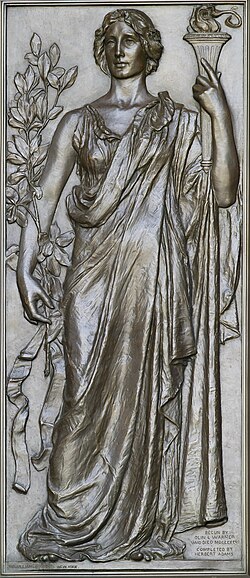 Alegoría de la investigación, relieve de bronce creado por Olin Levi Warner en 1896 ubicado en el Thomas Jefferson Building.