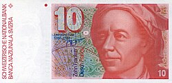 Billete de banco suizo con inscripción en romanche