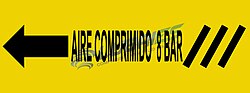 Etiquetas normativas para tuberías de aire comprimido