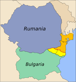 Fluctuaciones de fronteras entre Rumania y Bulgaria destacando la Dobrudja meridional