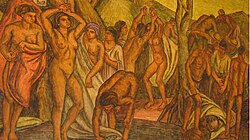 Fragmento del mural Homenaje al pueblo antioqueño, 1940, Casa Museo Pedro Nel Gómez