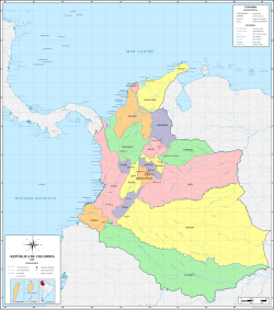 Mapa de Colombia tras la separación de Panamá