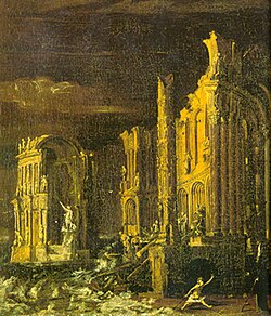 La caída de la Atlántida en una obra pictórica de François de Nomé del siglo XVII