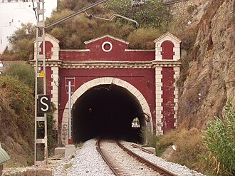 Túnel para ferrocarril en San Pol de Mar, Barcelona, España