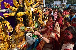 Celebración del festival Durga Puja