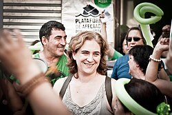 Ada Colau en 2013 en una manifestación de la PAH
