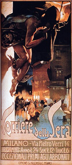 Anuncio publicitario antiguo del Corriere della Sera del año 1898