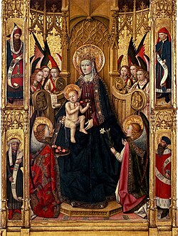 Virgen con Niño y ángeles, obra atribuida a Jaime Huguet de alrededor de 1450.