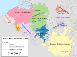 Mapa de los Países Bajos en 1789