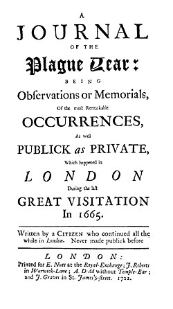 Portada de la primera edición de 1722 de Diario del año de la peste