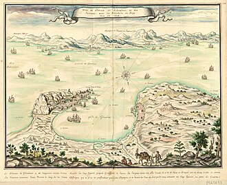 Mapa del estrecho de Gibraltar y las trincheras del sitio de 1704