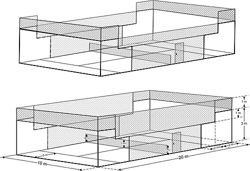 Diagrama de las dimensiones de una pista de pádel