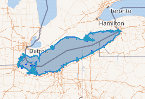 Mapa del lago Erie