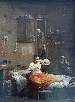 La mujer buscando pulgas de Giuseppe Maria Crespi, conservada en el Museo del Louvre.