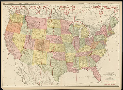 Mapa de las zonas horarias de los EE.UU, 1921.