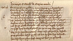 Manuscrito antiguo con texto en córnico