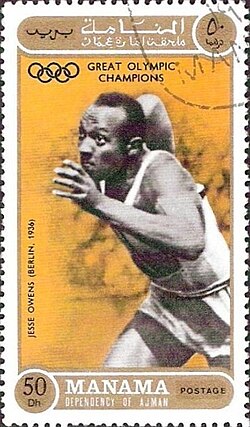 Sello postal con la imagen de Jesse Owens.