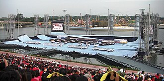 Vista de The Float at Marina Bay Stadium en Singapur.